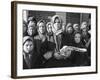 Russian Woman Grimly Holding a Slab of Meat as Other Peasant Women Staunchly Stand by in Siberia-Margaret Bourke-White-Framed Photographic Print