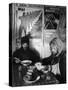 Russian Workers Eating Black Bread and Soup at Table with Soviet Communist Workers Posters, Siberia-Margaret Bourke-White-Stretched Canvas