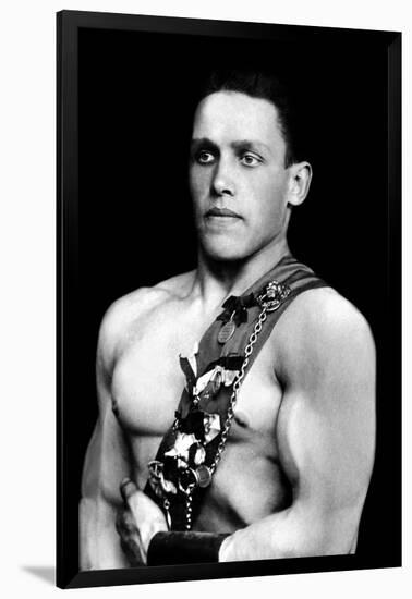 Russian Wrestler with Medals-null-Framed Art Print