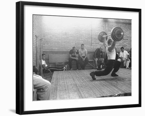 Russian Yuri Vlasov 270lb Putting on a Private Exhibit for Olympic Athlete before Official Contest-null-Framed Premium Photographic Print