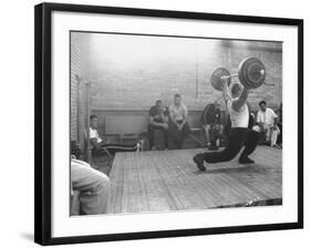 Russian Yuri Vlasov 270lb Putting on a Private Exhibit for Olympic Athlete before Official Contest-null-Framed Premium Photographic Print