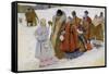 Russische Familie Beim Kirchgang-Severin Roesen-Framed Stretched Canvas