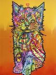 Love Kitten, Cats, Kitty, Kitties, Stencils, Pop Art, Orange fade to yellow, Pets-Russo Dean-Giclee Print