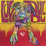 Luva Bull, Lovable, Pit Bulls, Dogs, Pets, Animals, Red and Yellow, Pop Art, Stencils, Laying down-Russo Dean-Giclee Print