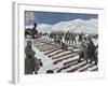 Russo-Japanese War (1904-1905). Construction of a Railroad across the Ice on Lake Baikal. Coloured-null-Framed Giclee Print