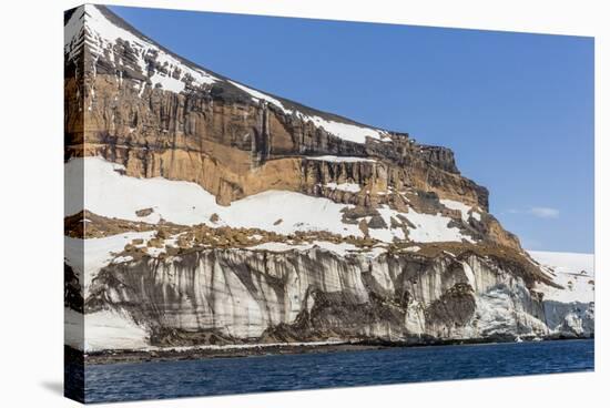 Rust-Colored Volcanic Tuff Cliffs Above a Dark Material Filled Glacier at Brown Bluff-Michael Nolan-Stretched Canvas