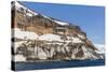 Rust-Colored Volcanic Tuff Cliffs Above a Dark Material Filled Glacier at Brown Bluff-Michael Nolan-Stretched Canvas