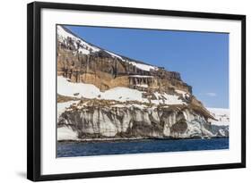 Rust-Colored Volcanic Tuff Cliffs Above a Dark Material Filled Glacier at Brown Bluff-Michael Nolan-Framed Photographic Print