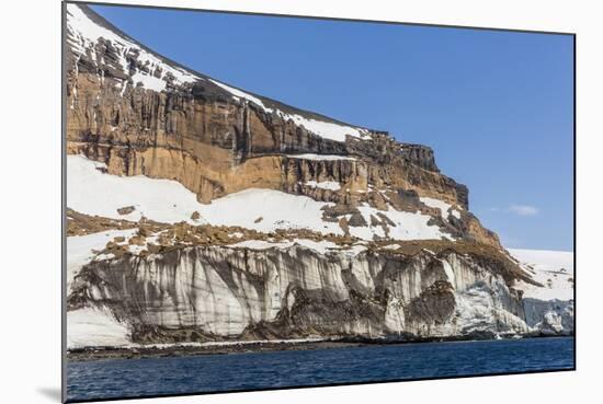 Rust-Colored Volcanic Tuff Cliffs Above a Dark Material Filled Glacier at Brown Bluff-Michael Nolan-Mounted Photographic Print