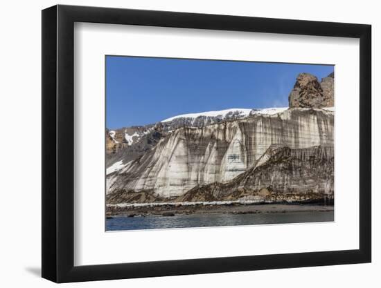 Rust-Colored Volcanic Tuff Cliffs Above a Dark Material Filled Glacier at Brown Bluff-Michael Nolan-Framed Photographic Print