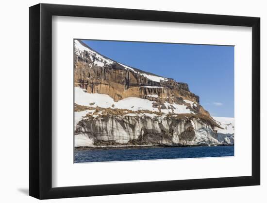 Rust-Colored Volcanic Tuff Cliffs Above a Dark Material Filled Glacier at Brown Bluff-Michael Nolan-Framed Photographic Print