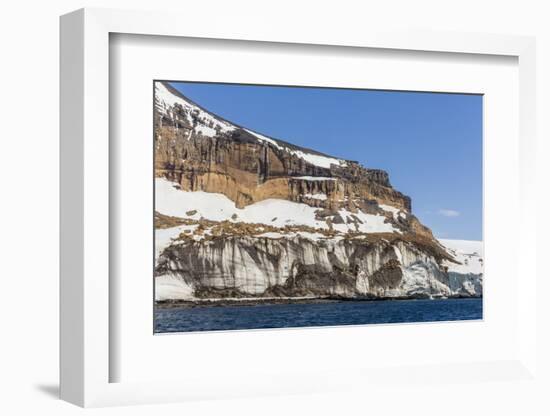 Rust-Colored Volcanic Tuff Cliffs Above a Dark Material Filled Glacier at Brown Bluff-Michael Nolan-Framed Photographic Print