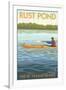 Rust Pond, New Hampshire - Kayak Scene-Lantern Press-Framed Art Print