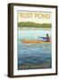 Rust Pond, New Hampshire - Kayak Scene-Lantern Press-Framed Art Print