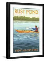 Rust Pond, New Hampshire - Kayak Scene-Lantern Press-Framed Art Print