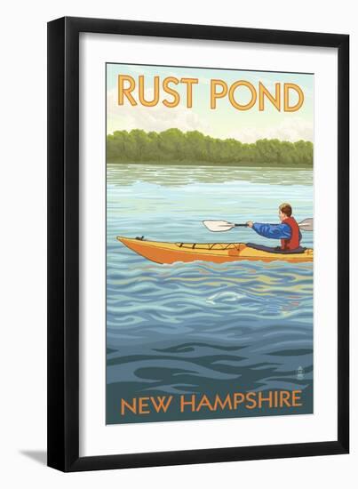 Rust Pond, New Hampshire - Kayak Scene-Lantern Press-Framed Art Print