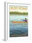 Rust Pond, New Hampshire - Kayak Scene-Lantern Press-Framed Art Print