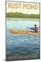 Rust Pond, New Hampshire - Kayak Scene-Lantern Press-Mounted Art Print