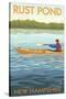 Rust Pond, New Hampshire - Kayak Scene-Lantern Press-Stretched Canvas