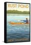 Rust Pond, New Hampshire - Kayak Scene-Lantern Press-Framed Stretched Canvas