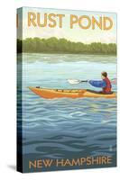 Rust Pond, New Hampshire - Kayak Scene-Lantern Press-Stretched Canvas