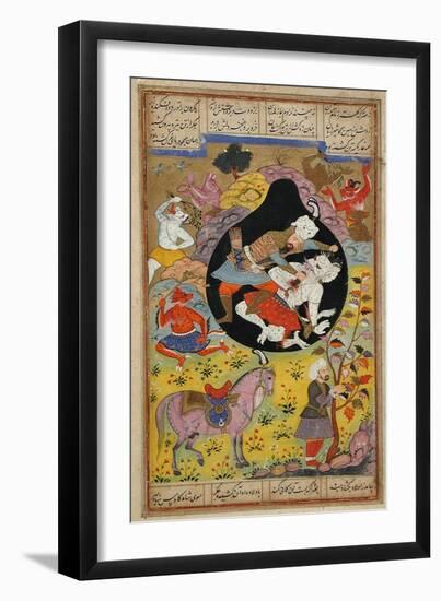 Rustam Slays the White Div-null-Framed Art Print