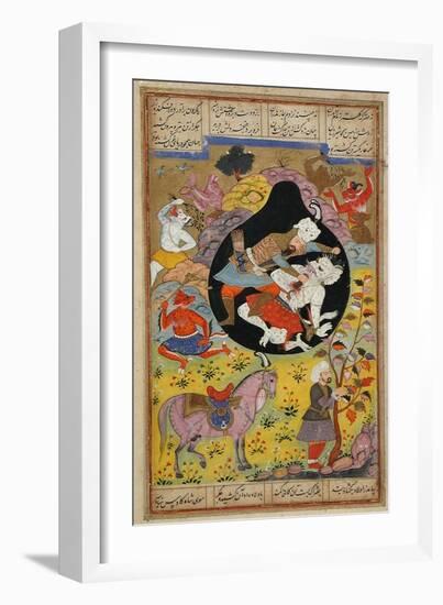 Rustam Slays the White Div-null-Framed Art Print