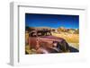 Rusted car and buildings, Bodie State Historic Park, California, USA-Russ Bishop-Framed Photographic Print