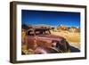 Rusted car and buildings, Bodie State Historic Park, California, USA-Russ Bishop-Framed Photographic Print