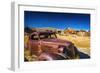 Rusted car and buildings, Bodie State Historic Park, California, USA-Russ Bishop-Framed Photographic Print