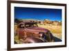 Rusted car and buildings, Bodie State Historic Park, California, USA-Russ Bishop-Framed Photographic Print