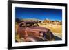 Rusted car and buildings, Bodie State Historic Park, California, USA-Russ Bishop-Framed Photographic Print