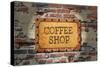 Rusted Coffee Sign On 1890'S Brick Wall-Old Hotroder-Stretched Canvas