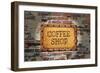 Rusted Coffee Sign On 1890'S Brick Wall-Old Hotroder-Framed Art Print