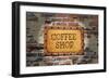 Rusted Coffee Sign On 1890'S Brick Wall-Old Hotroder-Framed Art Print