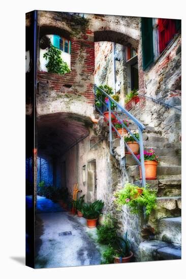 Rustic Alley In Corniglia, Cinque Terre, Italy-George Oze-Stretched Canvas