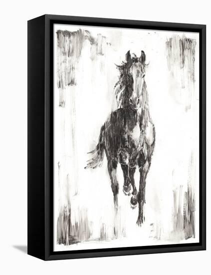 Rustic Black Stallion I-null-Framed Stretched Canvas