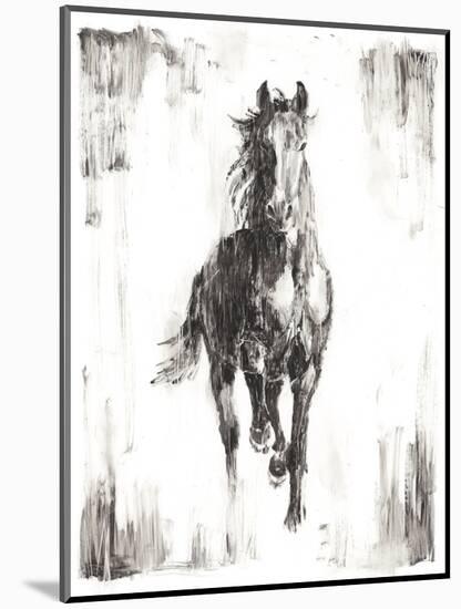 Rustic Black Stallion I-null-Mounted Art Print