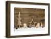 Rustic Country Background - Wood - with Candles and Snowflakes for Christmas-Imagesbavaria-Framed Photographic Print