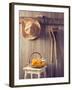 Rustic Country Shed Interior with Freshly Picked Yellow Roses in Basket-Chris_Elwell-Framed Photographic Print