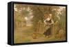 Rustic Courtship (Oil on Canvas)-Eugene Leon Labitte-Framed Stretched Canvas