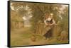 Rustic Courtship (Oil on Canvas)-Eugene Leon Labitte-Framed Stretched Canvas