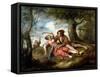 Rustic Courtship-Jan Havicksz. Steen-Framed Stretched Canvas