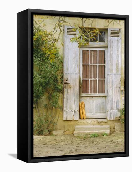 Rustic Door and Bread, Aquitaine, France, Europe-John Miller-Framed Stretched Canvas