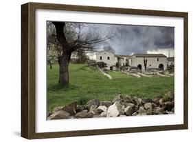 Rustic Farmhouses Incorporating Stones from the Near Ancient Roman City of Saepinum-null-Framed Giclee Print