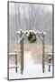 Rustic fence and arbor with holiday wreath near prairie in winter, Marion County, Illinois-Richard & Susan Day-Mounted Photographic Print