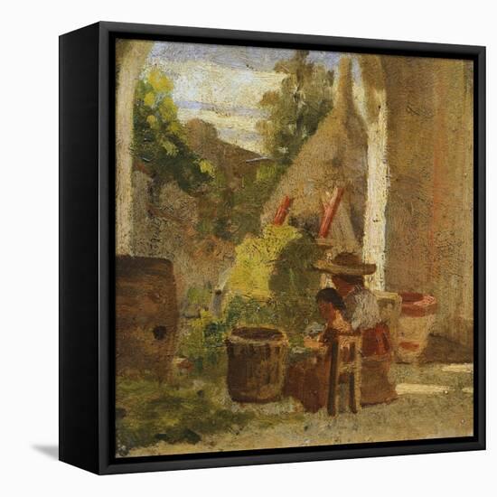 Rustic Loggia, Country Study Triptych, 1861-Silvestro Lega-Framed Stretched Canvas