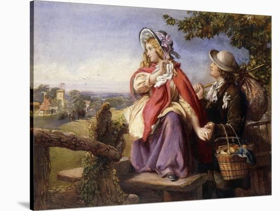 Rustic Lovers Crossing a Style, C.1860-null-Stretched Canvas