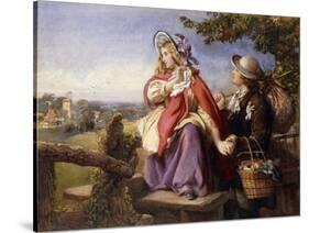 Rustic Lovers Crossing a Style, C.1860-null-Stretched Canvas