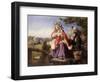 Rustic Lovers Crossing a Style, C.1860-null-Framed Giclee Print